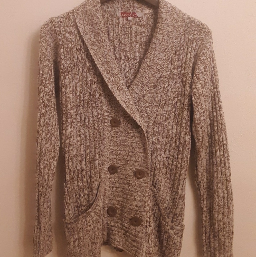 Brown and white fall sweater